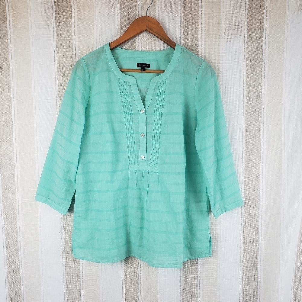 Talbots 100% Cotton‎ Blouse Blue/Green Size Small